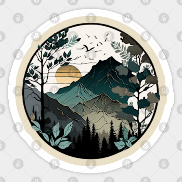 beautiful mountain view, vintage style Sticker by teehood